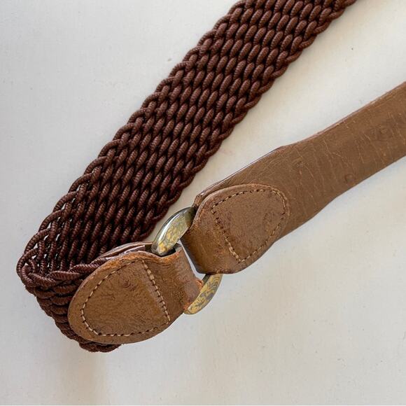 Streve Ostrich Leather & Woven Vintage Brown Belt Solid Bronze Hardware Size 34 main image 16